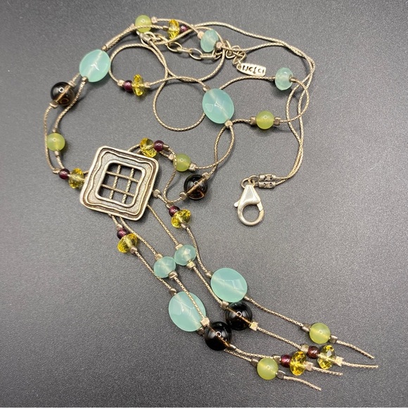 NETA .925 Silver Boho Crystal Beads Artisan Designed Necklace - Picture 3 of 12